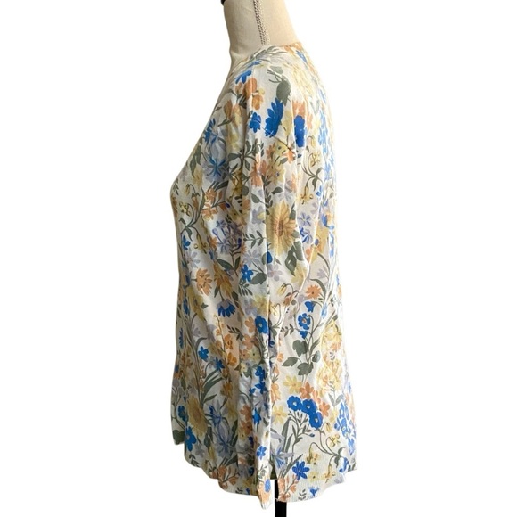 FDJ French Dressing Floral V-Neck Sweater XS Soft Knit Pullover Multicolor - Picture 8 of 13